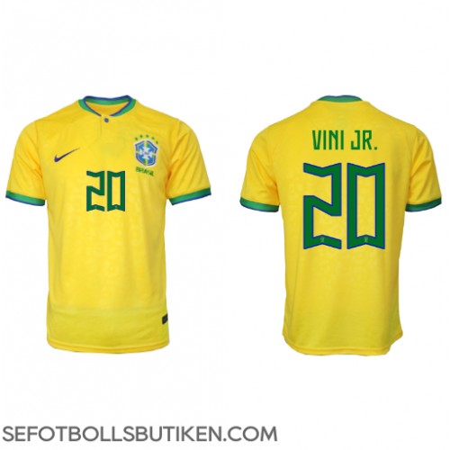 Brasilien Vinicius Junior #20 Replika Hemma matchkläder VM 2022 Korta ärmar